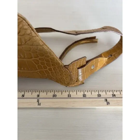 Nanushka Lubo Belt Bag Curry Brown Embossed Leather Crossbody Croc